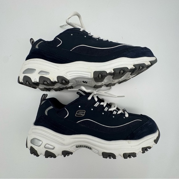 Skechers D’Lites Me Time Comfort Athletic Sneakers 11936 Navy White Womens 7.5 - Picture 9 of 11